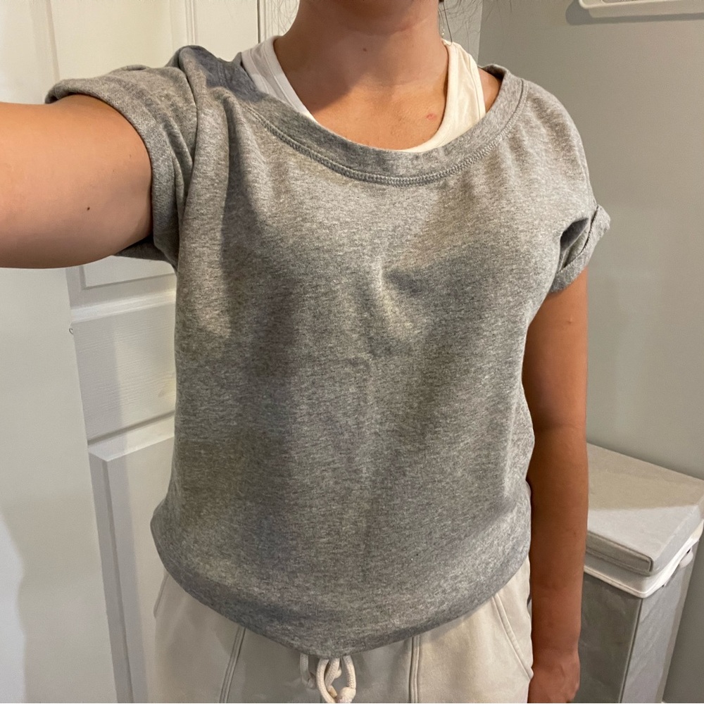 Fabletics Grey Shirt with faux white tank top